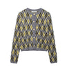 Pale Yellow Diamond Pattern Knitted Coat