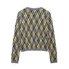 Pale Yellow Diamond Pattern Knitted Coat