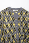 Pale Yellow Diamond Pattern Knitted Coat