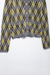 Pale Yellow Diamond Pattern Knitted Coat