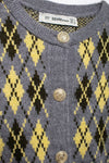 Pale Yellow Diamond Pattern Knitted Coat