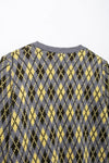 Pale Yellow Diamond Pattern Knitted Coat