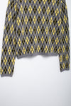 Pale Yellow Diamond Pattern Knitted Coat