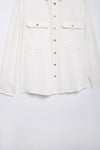 Casual Long Sleeve Shoulder Inlaid Crepe Shirt