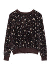 Bowknot Animal Pattern Faux Fur Knitted Sweater