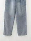 Cocoa Yacht Club Washed Loose Short Denim Coat & Mid Waist Jeans Pants Two Piece Set