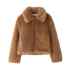 Long Sleeve Faux Fur Zipper Coat