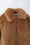 Long Sleeve Faux Fur Zipper Coat