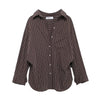 Casual Loose Batwing Sleeve Pocket Striped Shirt