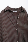 Casual Loose Batwing Sleeve Pocket Striped Shirt