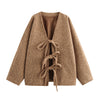 Wool Bowknot Knitted Coat