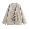 Wool Bowknot Knitted Coat