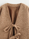 Wool Bowknot Knitted Coat