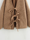 Wool Bowknot Knitted Coat