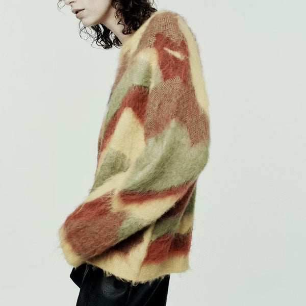 Autumn Rainbow Contrast Jacquard Knitwear Sweater