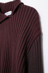 Asymmetric Solid Pullover Oblique Collared Rib Knit Sweater