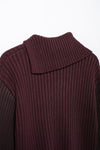 Asymmetric Solid Pullover Oblique Collared Rib Knit Sweater