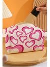 Pink Valentines Fashion Heart Printed Canvas Cosmetic Bag