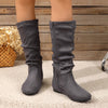 Retro Round Toe Suede Boots