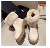 Furry Short Tube Platform Snow Boots