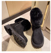 Furry Short Tube Platform Snow Boots