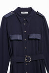 Navy & Satin Shirt Dress