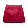 Wine Red Short Skirt