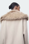 Blended Detachable Fur Collar Casual Coat