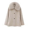 Blended Detachable Fur Collar Casual Coat