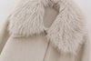 Blended Detachable Fur Collar Casual Coat