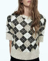 Casual Beaded Diamond Pattern Sweater