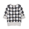 Casual Beaded Diamond Pattern Sweater