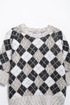 Casual Beaded Diamond Pattern Sweater