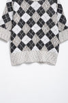 Casual Beaded Diamond Pattern Sweater