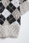 Casual Beaded Diamond Pattern Sweater