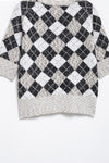 Casual Beaded Diamond Pattern Sweater