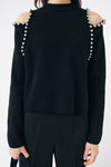 Silver Studded Ball Sleeve Sweater