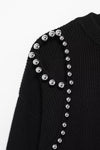 Silver Studded Ball Sleeve Sweater