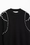 Silver Studded Ball Sleeve Sweater