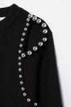 Silver Studded Ball Sleeve Sweater