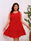 Sleeveless Polka Dot Loose Ruffled Dress