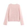 Crystals Faux Fur V Neck Knitted Pullover Sweater