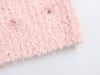 Crystals Faux Fur V Neck Knitted Pullover Sweater