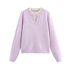 Contrast Color Round Neck Two Piece Pullover Knitting Sweater