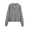 Contrast Color Round Neck Two Piece Pullover Knitting Sweater