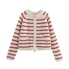 Red & Cream Contrast Knitted Wool Cardigan