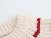 Red & Cream Contrast Knitted Wool Cardigan