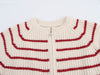 Red & Cream Contrast Knitted Wool Cardigan