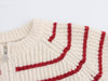 Red & Cream Contrast Knitted Wool Cardigan