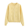 3D Flower Contrast Hook Fried Dough Twists Knit Cardigan Coat